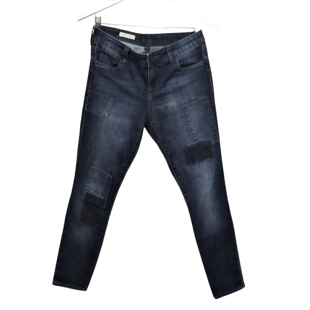Kut from the Kloth Brigitte Ankle Skinny Patchwork Jeans Dark Wash Blue Size 6
